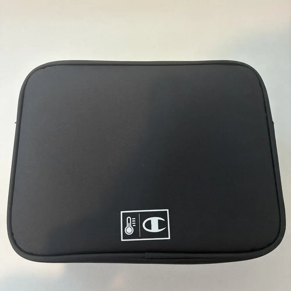 Champion NWT Black Lunch Box w/Pink Logo Built-In Hard Shell Tray